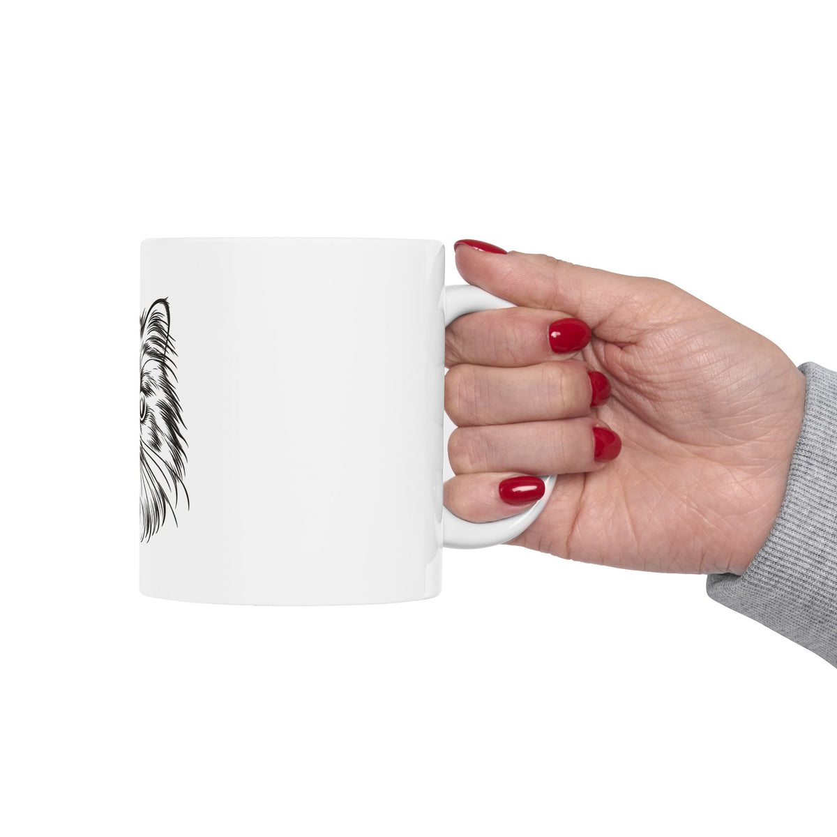 Black Cat Face Ceramic Mug — Artistic Cat Lover Coffee Cup (11oz, 15oz)