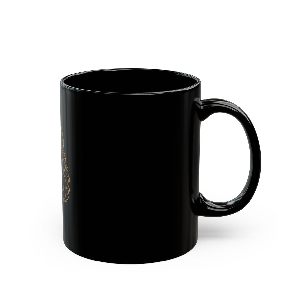 Poodle Portrait Black Ceramic Mug — Gold Line Art Dog Coffee Cup (11oz/15oz)