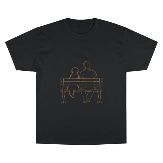 Champion T-Shirt — Minimal Couple on Bench Graphic Tee