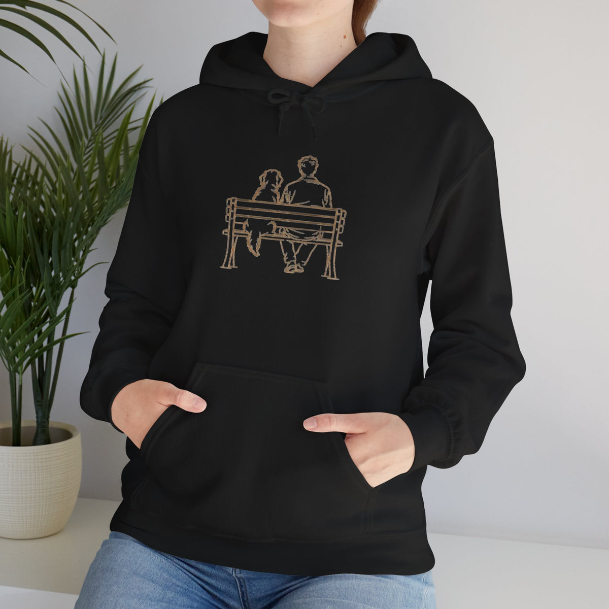 Couple on Bench Hoodie — Minimal Romantic Pullover for Couples & Gifts
