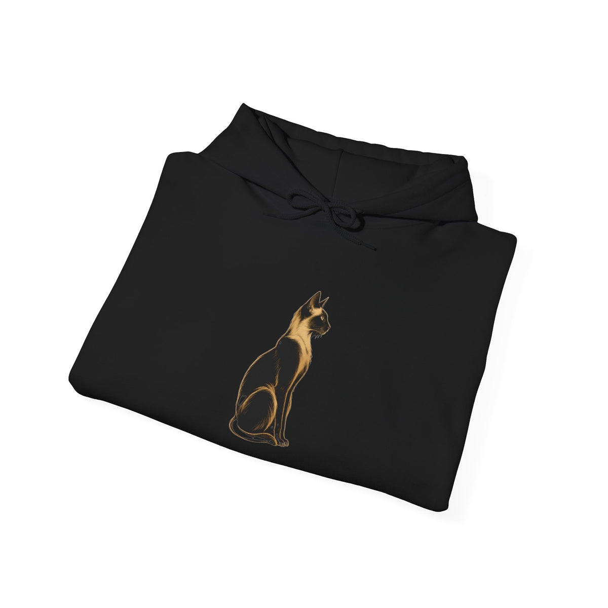 Gold Outline Cat Hoodie – Minimalist Feline Graphic Sweatshirt