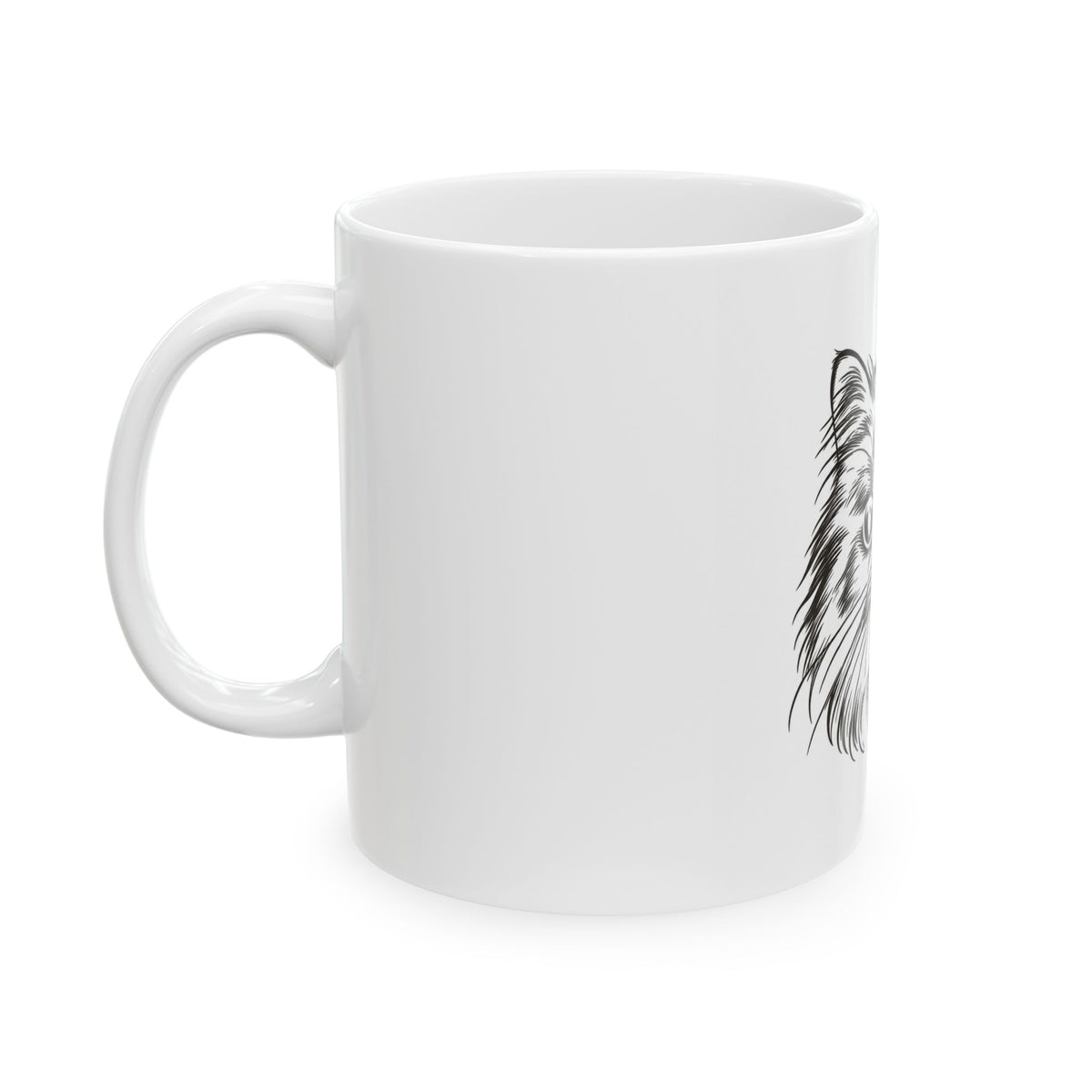 Black Cat Face Ceramic Mug — Artistic Cat Lover Coffee Cup (11oz, 15oz)