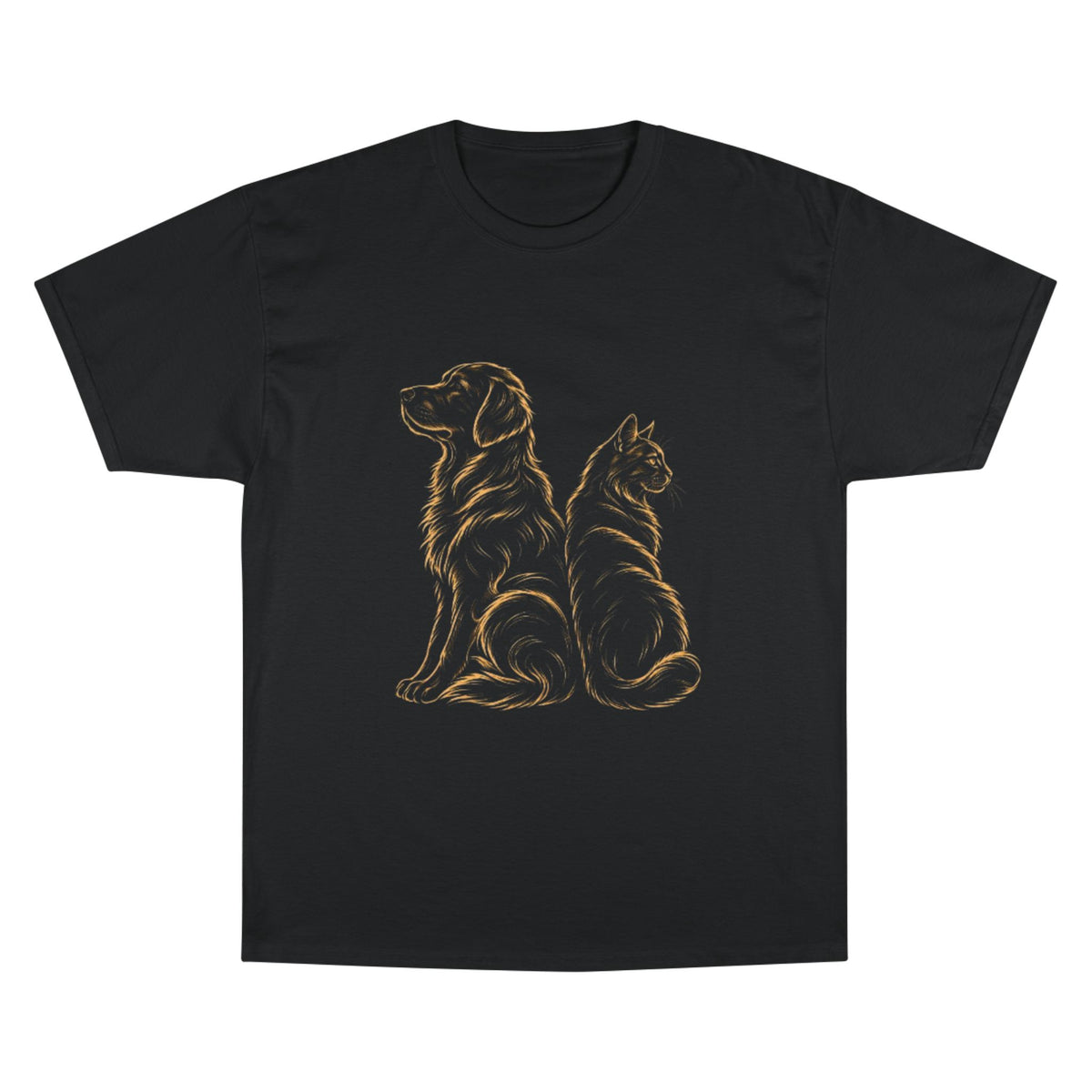 Golden Outline Dog & Cat T-Shirt – Pet Lovers Graphic Tee
