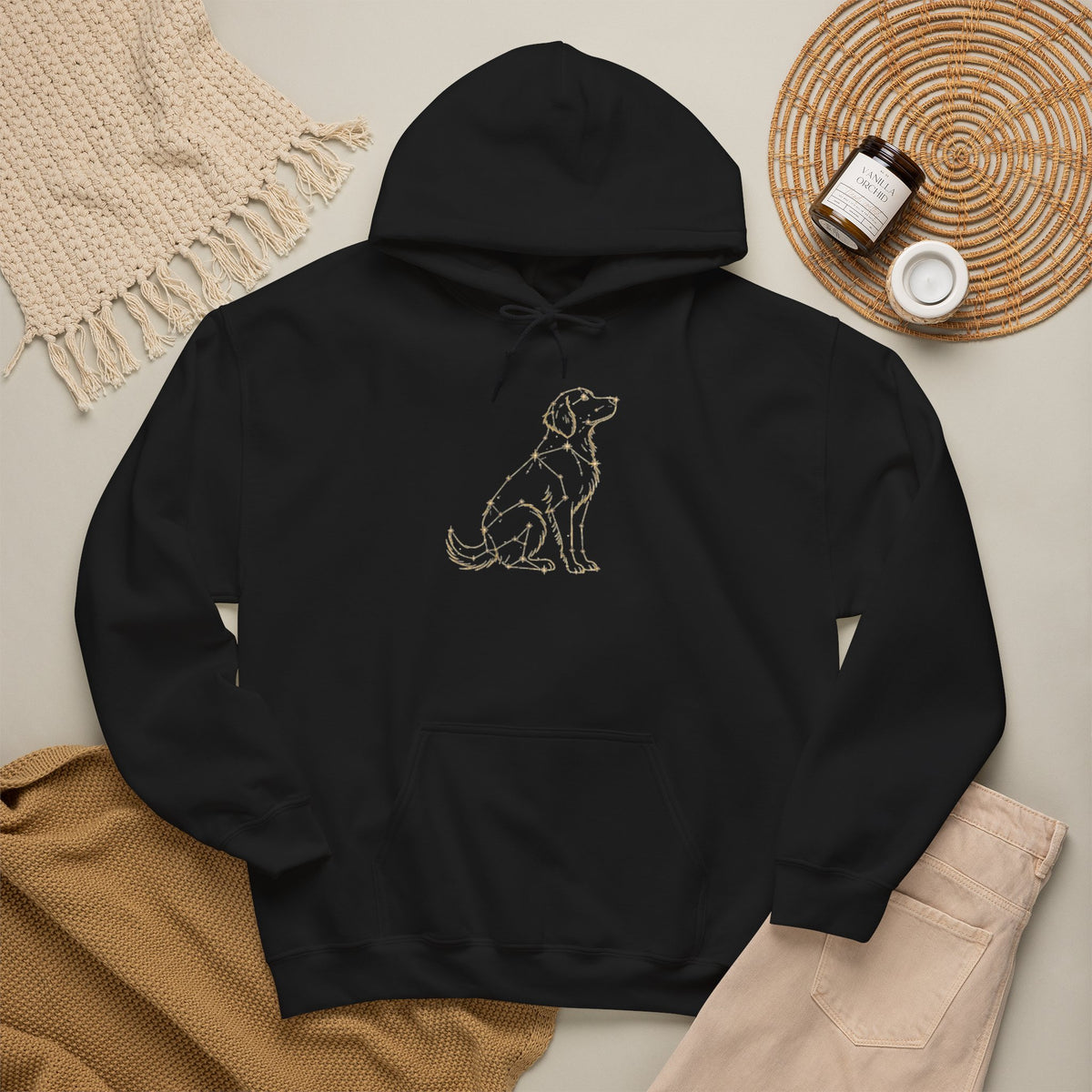 Golden Retriever Outline Hoodie — Minimalist Dog Lover Pullover