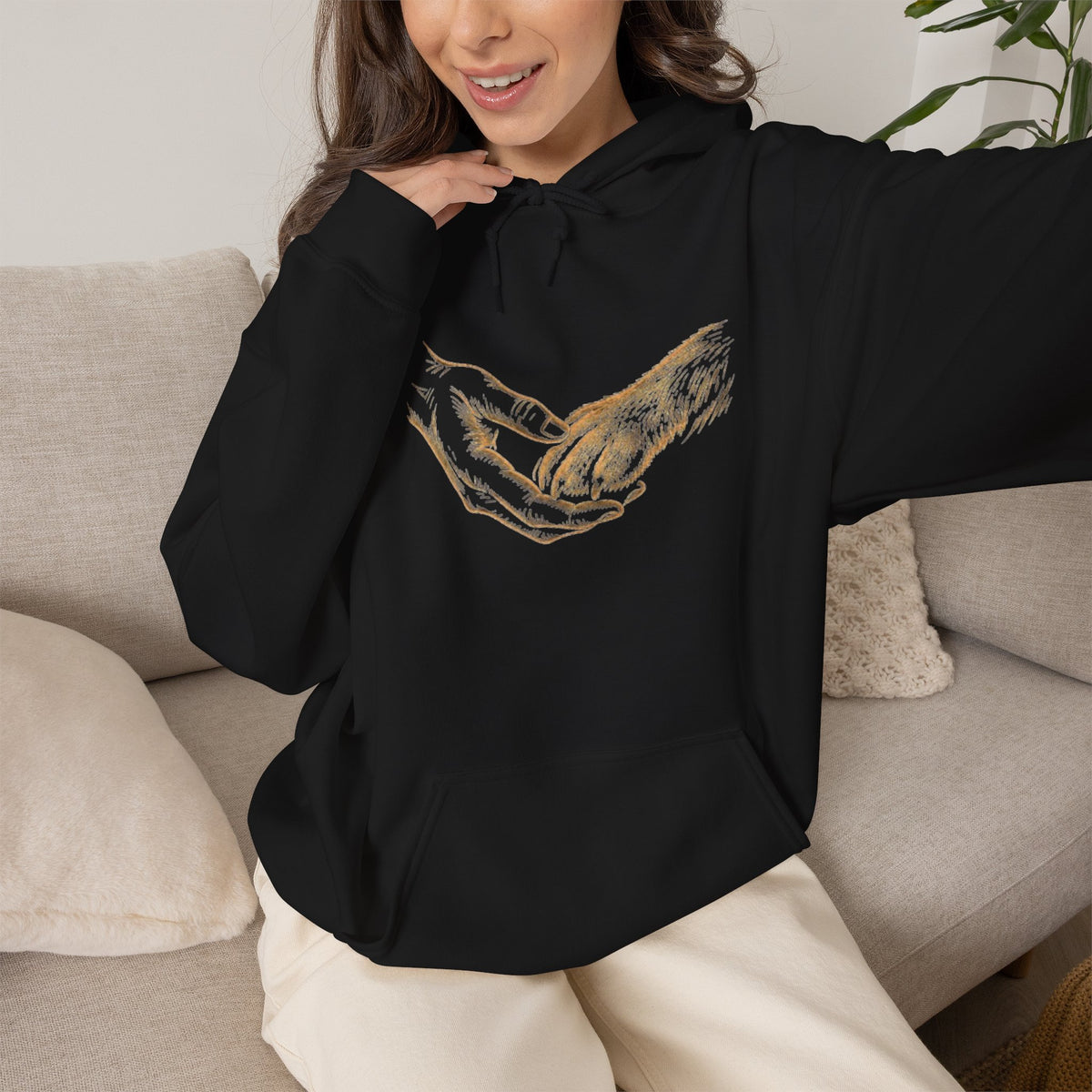Prayer Hands Hoodie – Gold Vintage Religious Graphic Sweatshirt