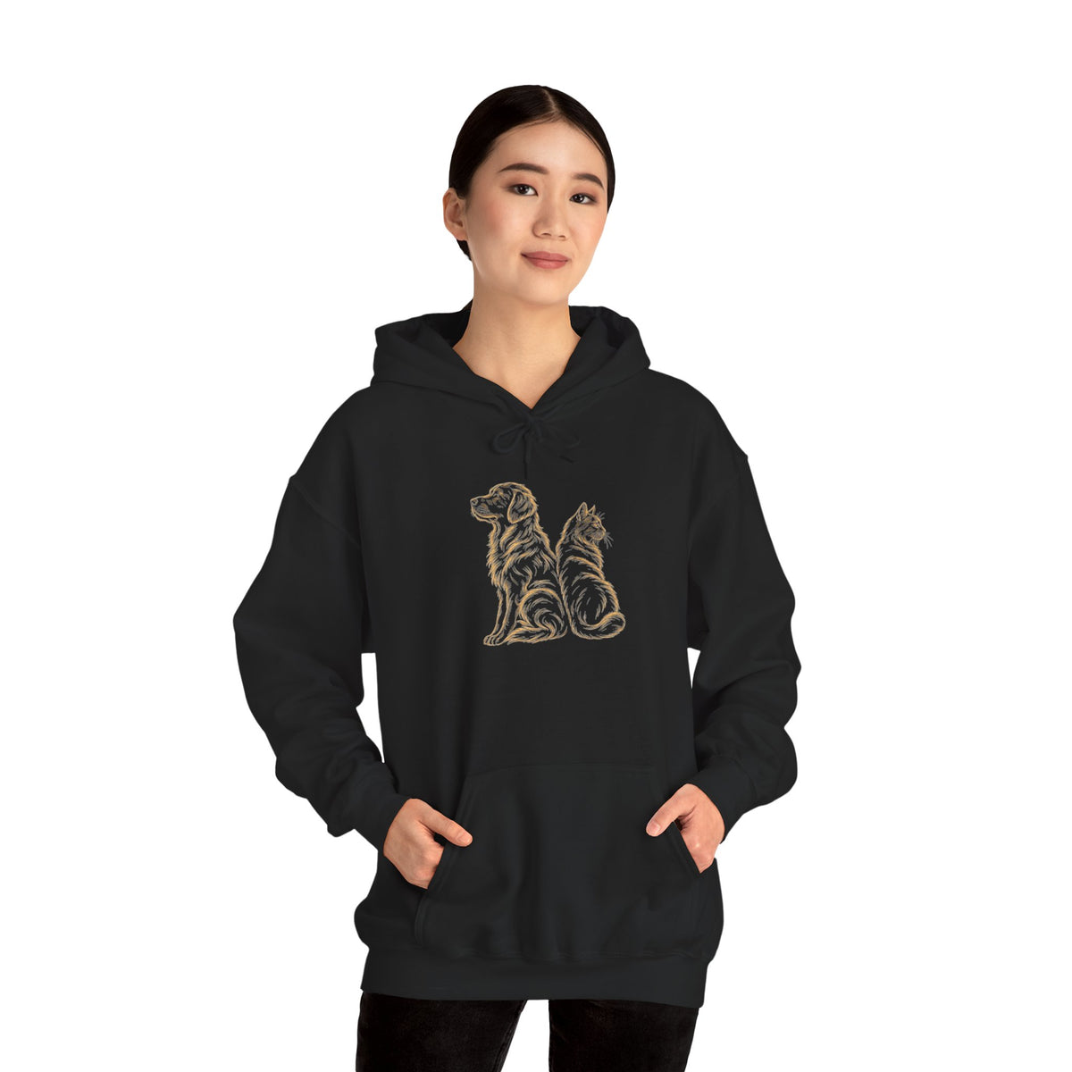 Golden Line Art Dog Hoodie — Minimalist Pet Lover Pullover