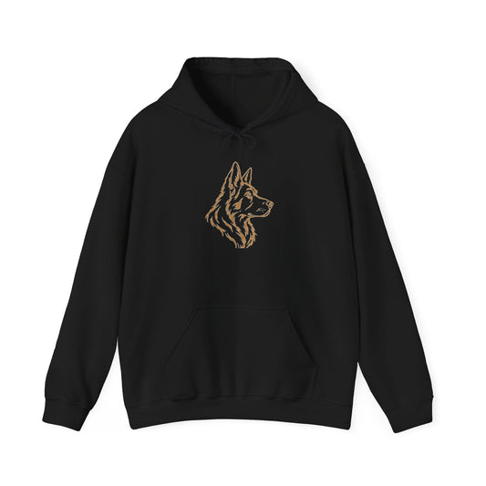 German Shepherd Outline Hoodie - Minimalist Dog Portrait Pullover