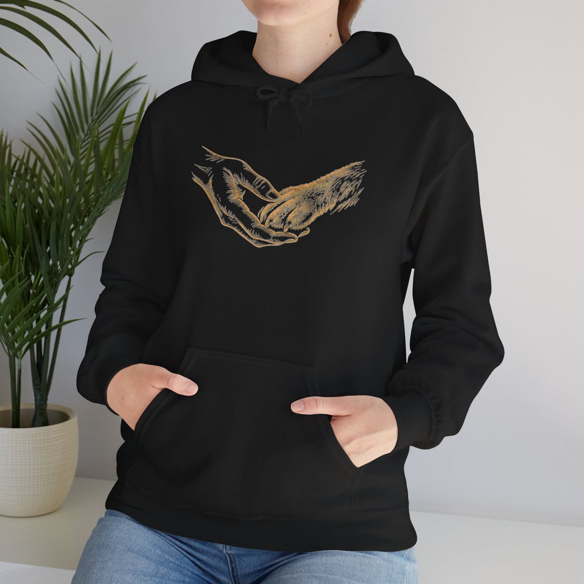 Prayer Hands Hoodie – Gold Vintage Religious Graphic Sweatshirt