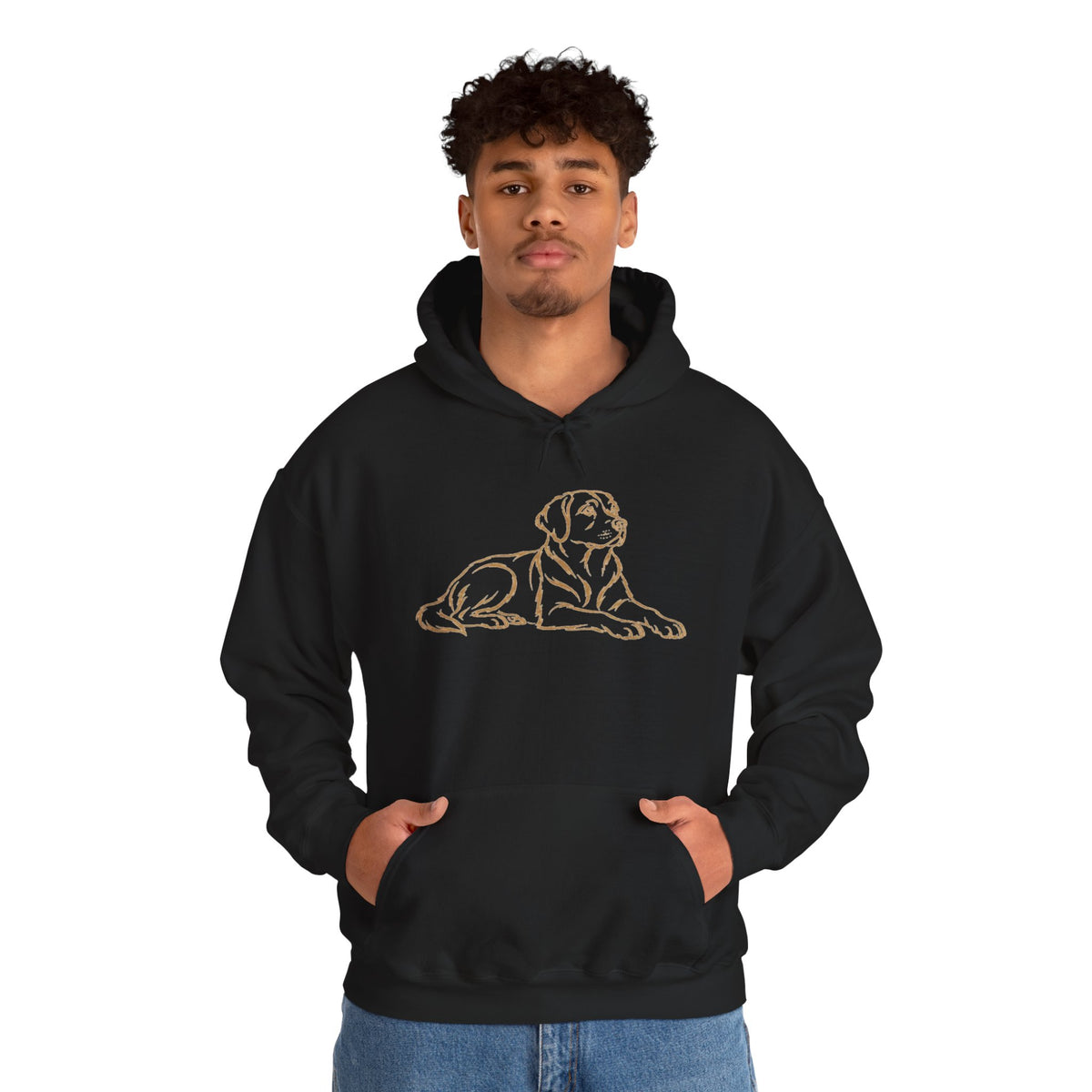 Labrador Outline Hoodie – Gold Line Dog Graphic Sweatshirt