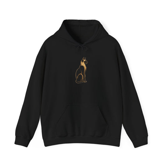 Gold Outline Cat Hoodie – Minimalist Feline Graphic Sweatshirt