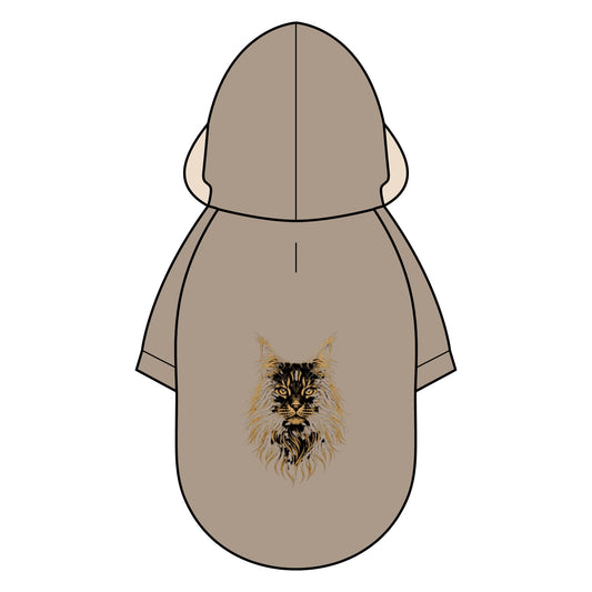 Cat Face Hoodie — Pet Parka Jacket with Realistic Maine Coon Illustration