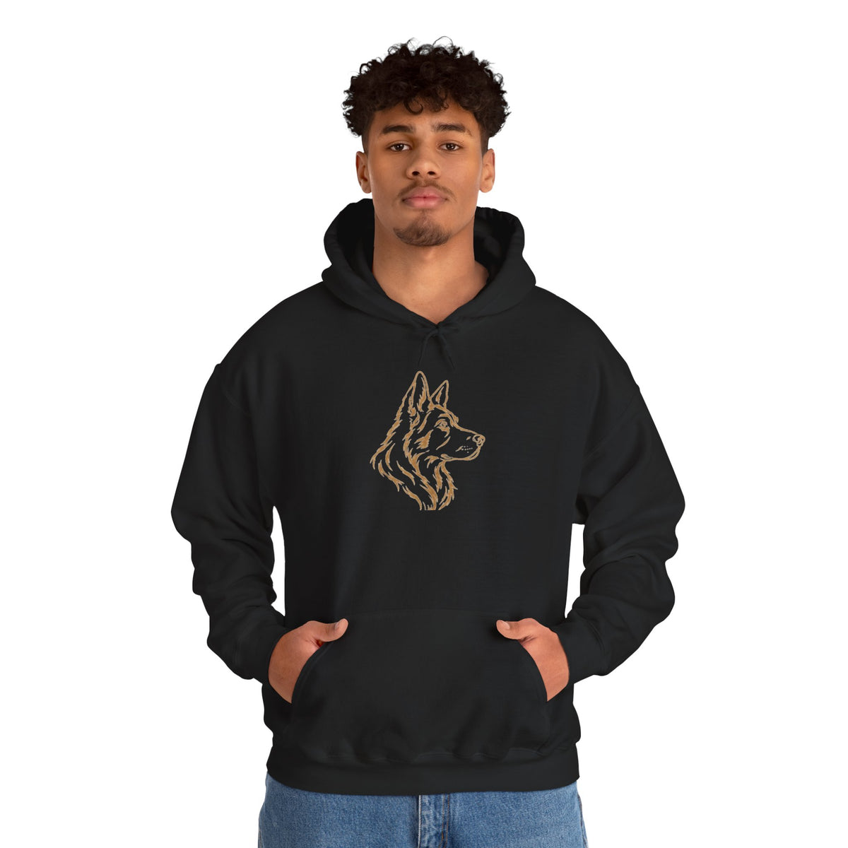 German Shepherd Outline Hoodie - Minimalist Dog Portrait Pullover