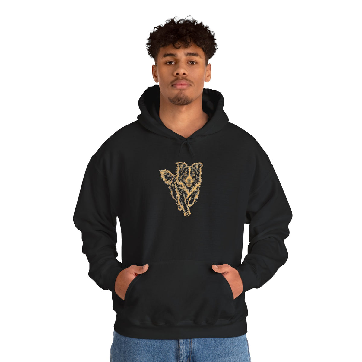 Wolf Spirit Hoodie — Golden Line Art Wolf Graphic Pullover