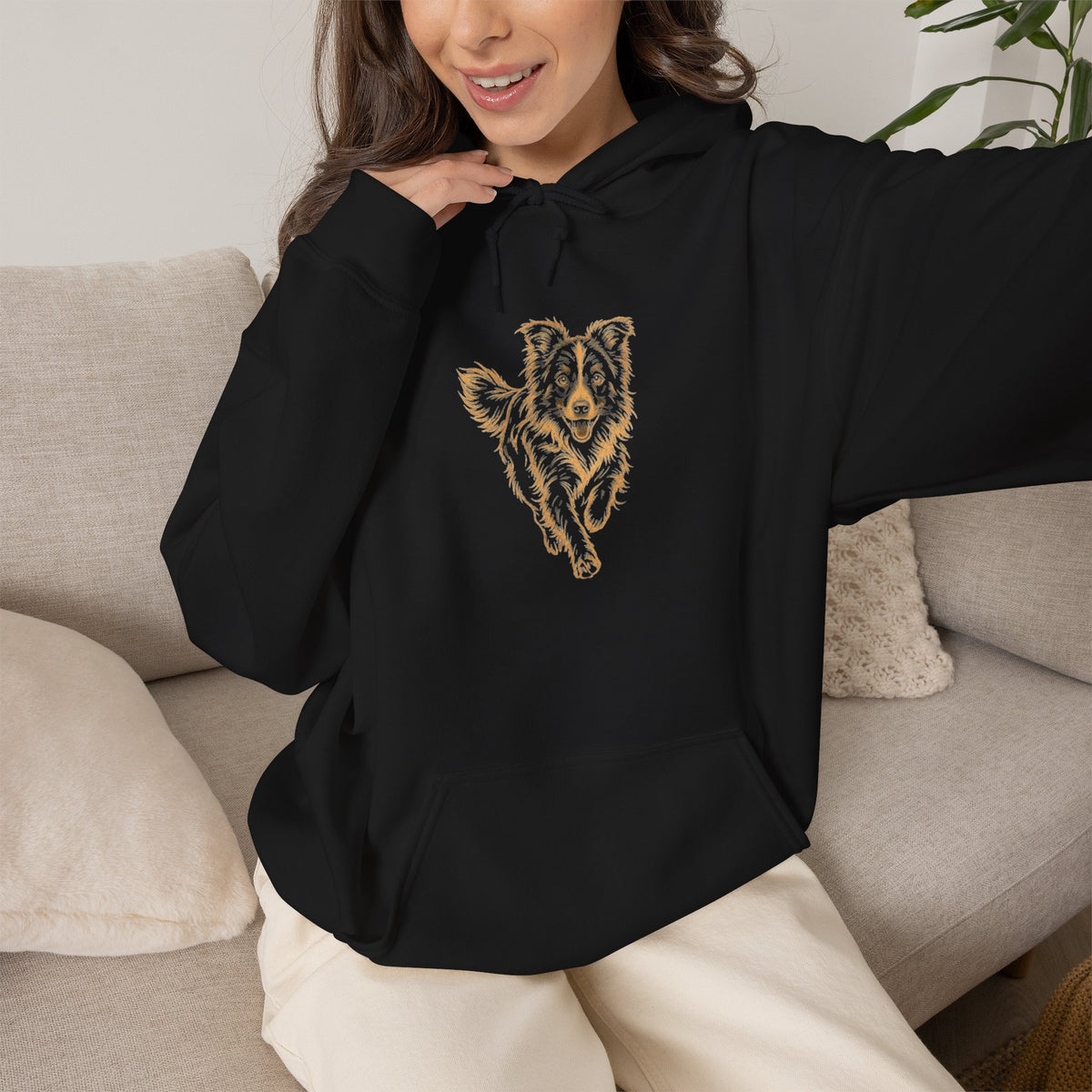 Wolf Spirit Hoodie — Golden Line Art Wolf Graphic Pullover