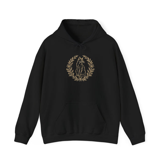 Floral Laurel Hoodie – Golden Botanical Emblem Sweatshirt