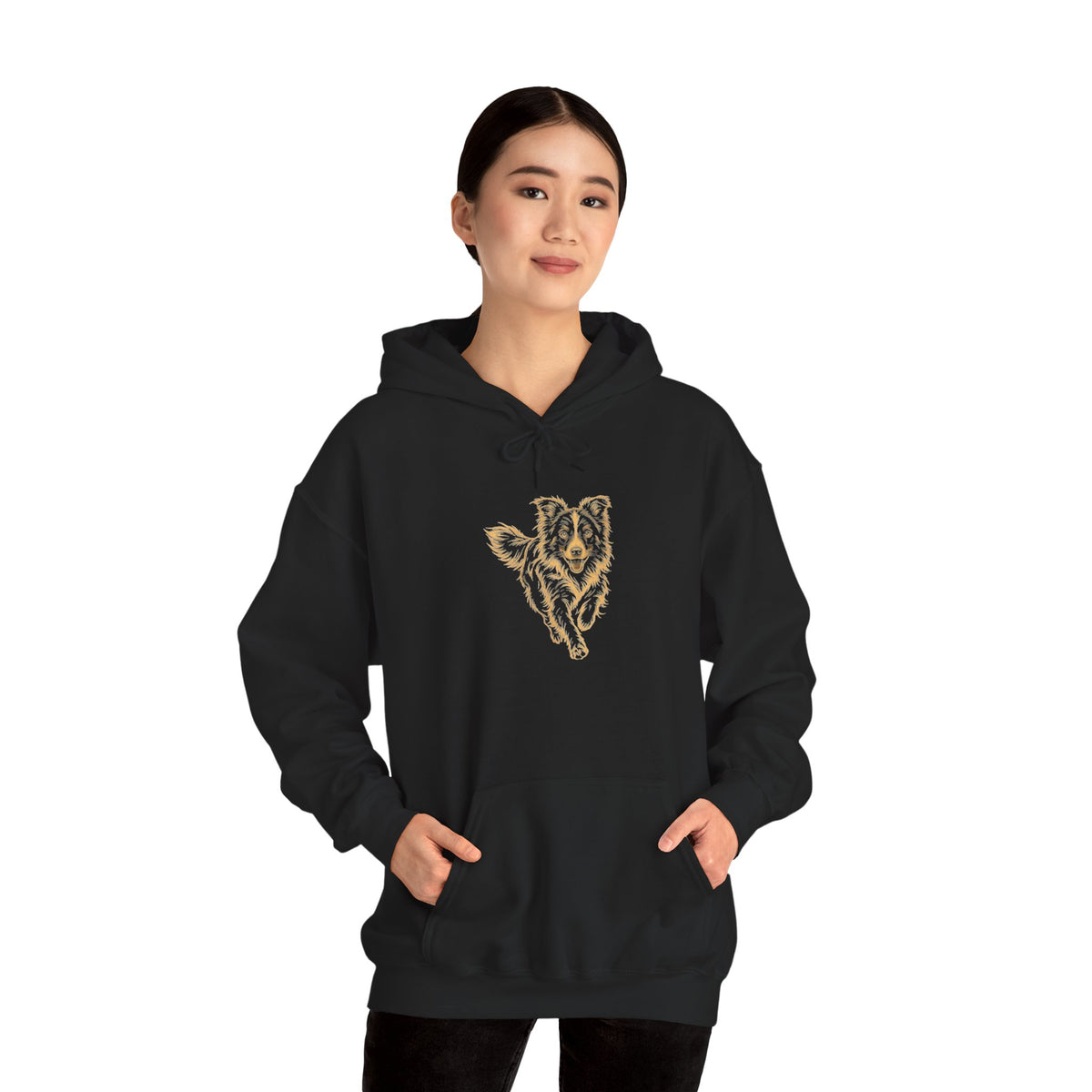 Wolf Spirit Hoodie — Golden Line Art Wolf Graphic Pullover