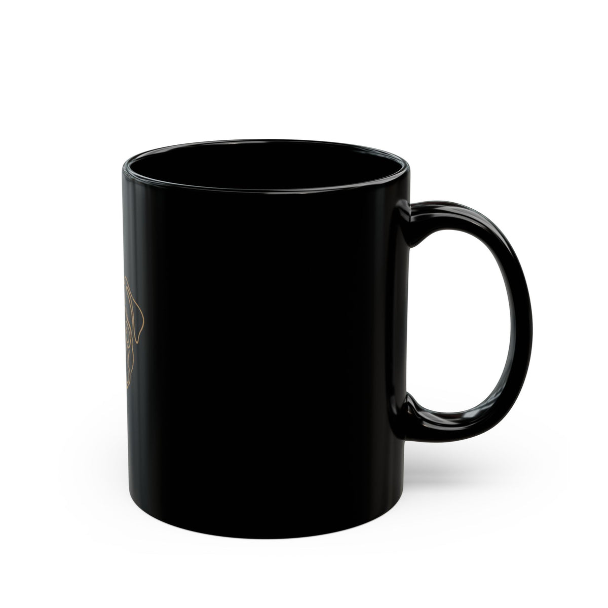 Pug Portrait Black Coffee Mug — Minimal Gold Line Dog Art (11oz & 15oz)
