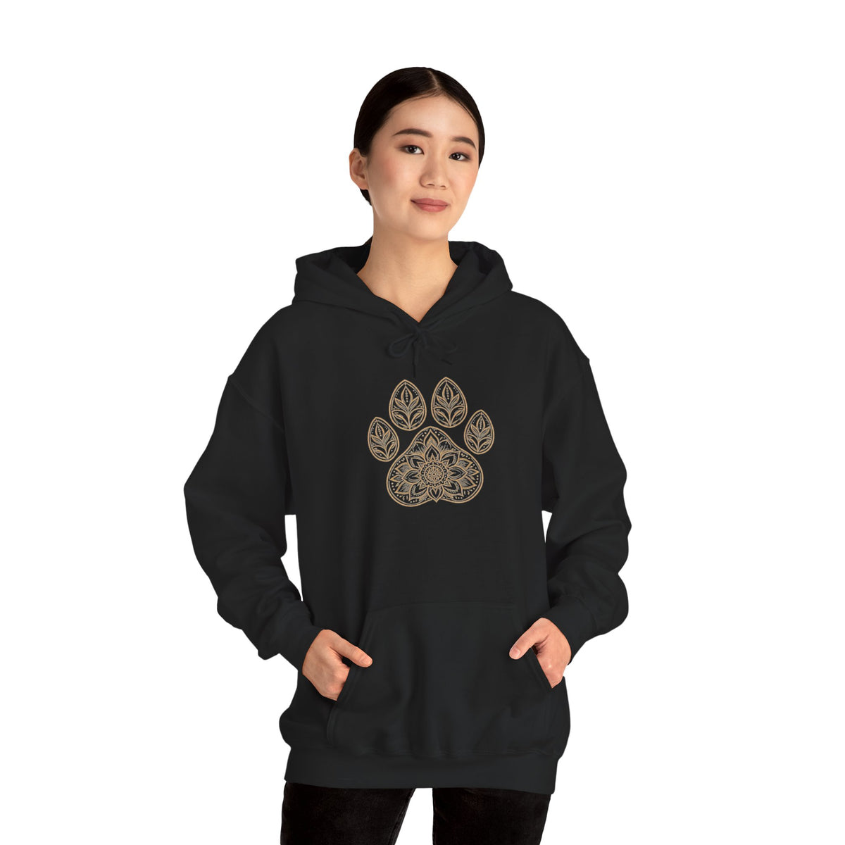 Paw Mandala Hoodie — Boho Paw Print Sweatshirt for Dog Lovers