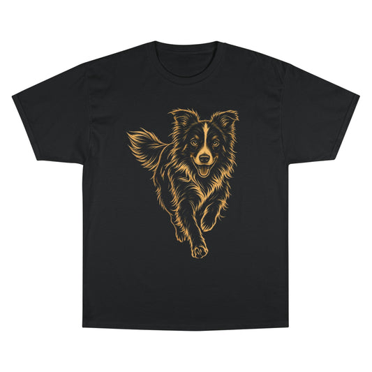 Border Collie Champion T-Shirt — Running Dog Graphic Tee for Dog Lovers