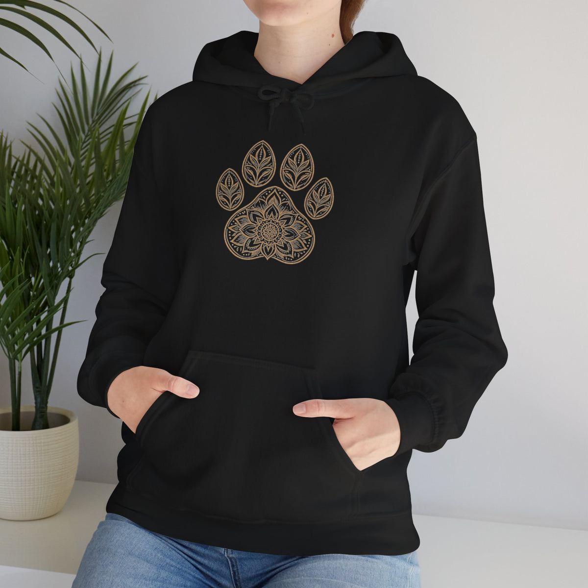 Paw Mandala Hoodie — Boho Paw Print Sweatshirt for Dog Lovers