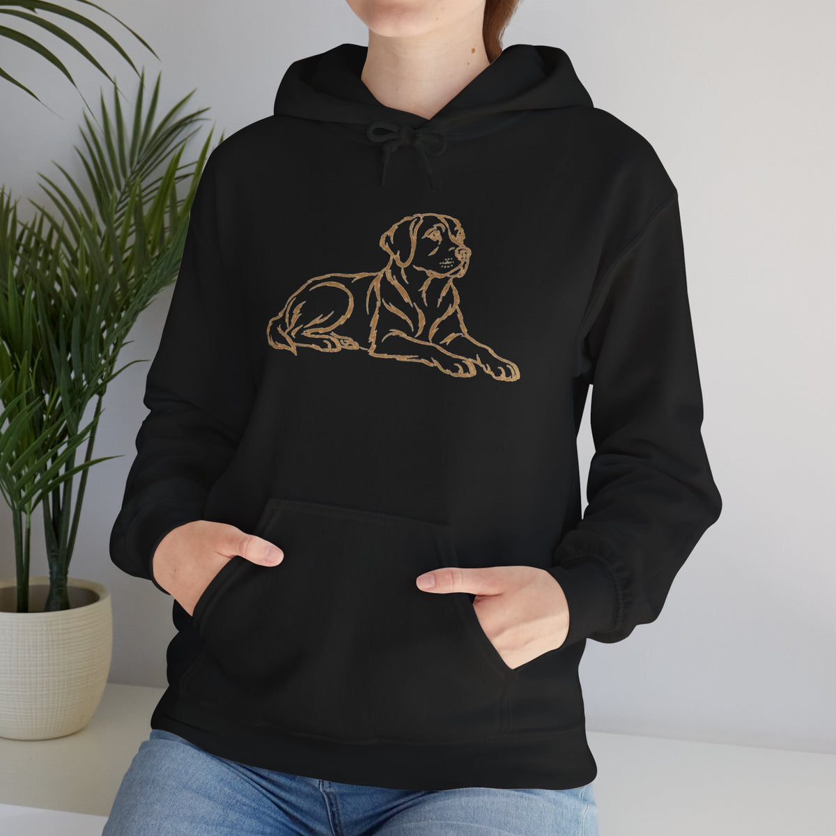 Labrador Outline Hoodie – Gold Line Dog Graphic Sweatshirt