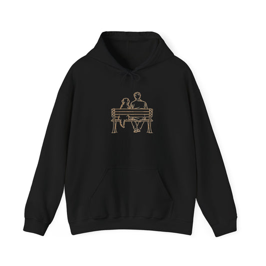 Couple on Bench Hoodie — Minimal Romantic Pullover for Couples & Gifts