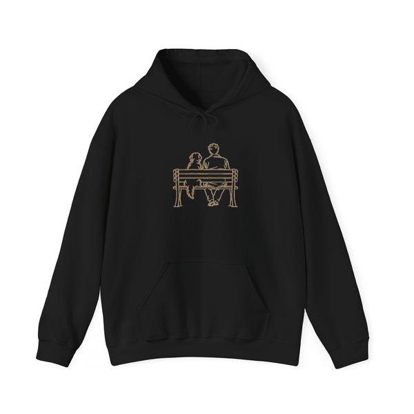 Couple on Bench Hoodie — Minimal Romantic Pullover for Couples & Gifts