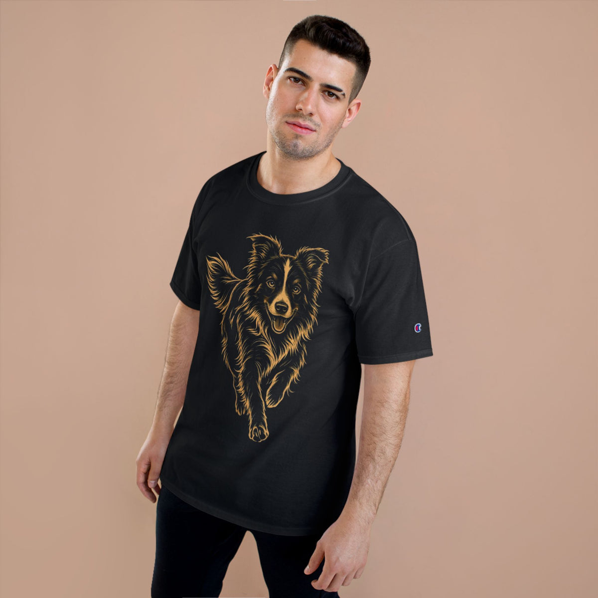 Border Collie Champion T-Shirt — Running Dog Graphic Tee for Dog Lovers