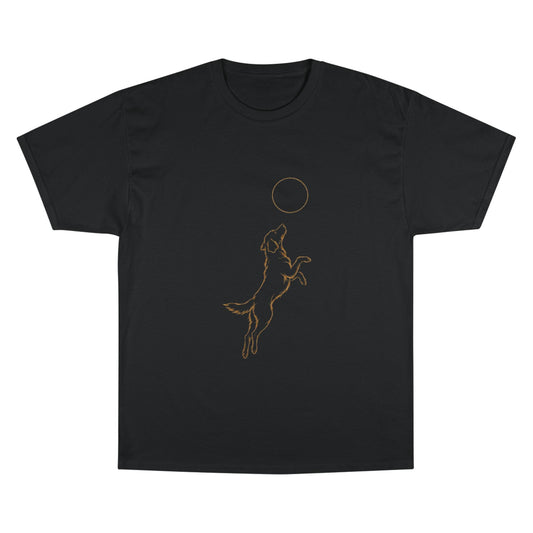Champion T-Shirt — Minimalist Leaping Dog & Ball Graphic Tee