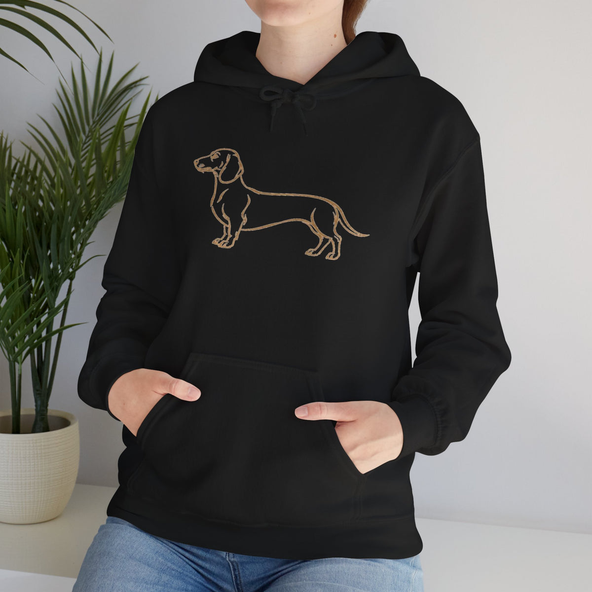 Dachshund Line Art Hoodie - Minimal Dog Lover Pullover