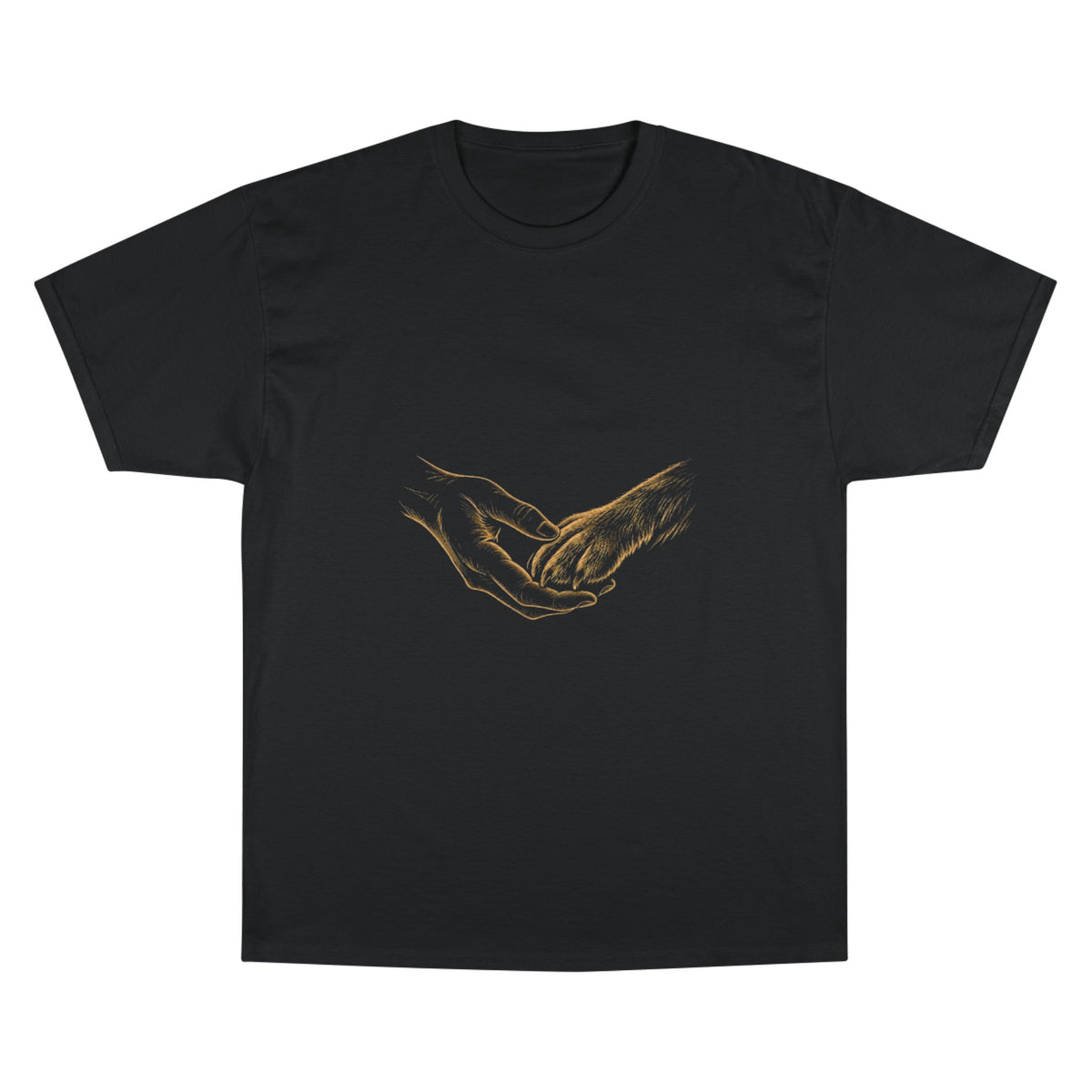 Gold Hands Holding T-Shirt — Minimalist Connection Graphic Tee