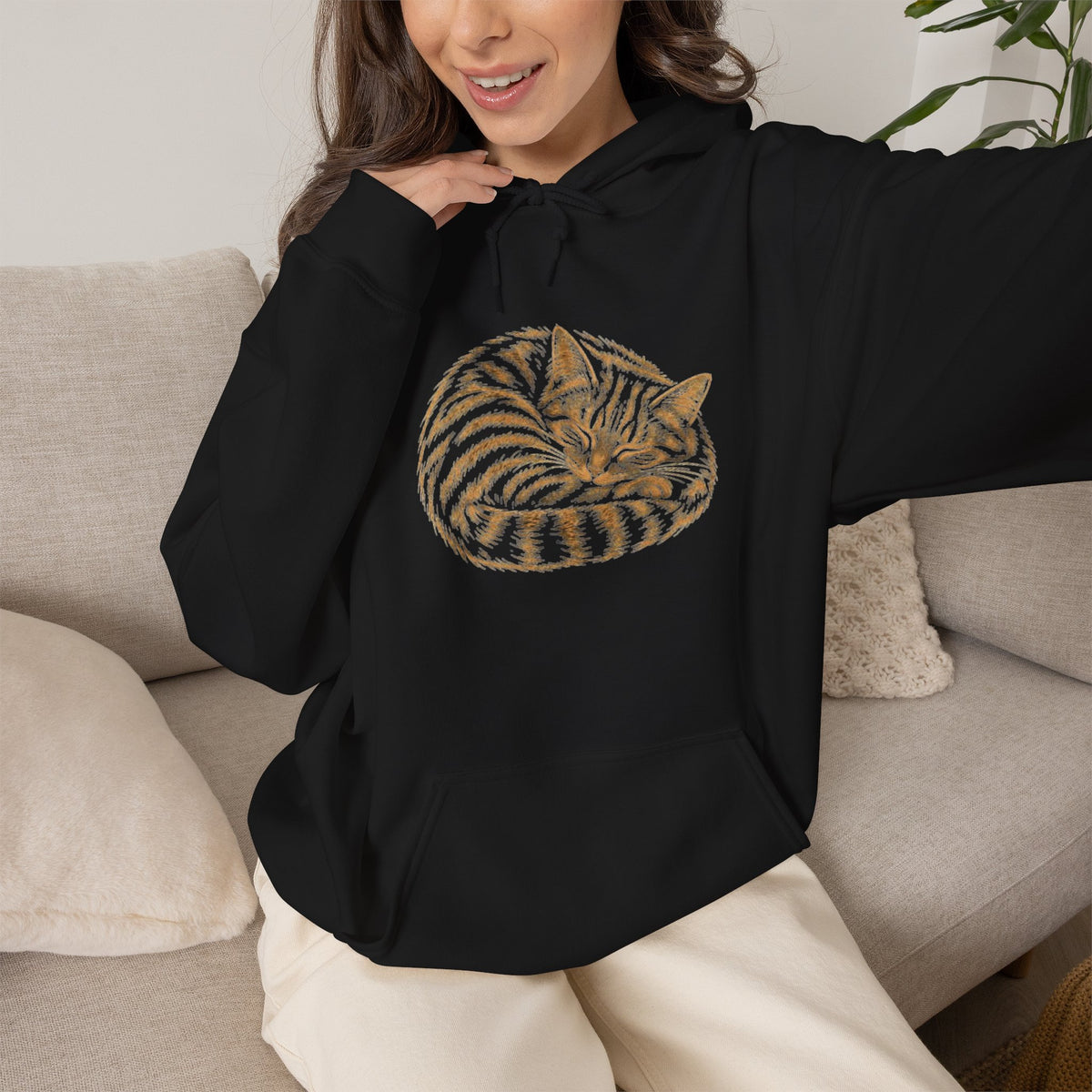 Sleeping Tabby Cat Hoodie – Cozy Cat Lover Sweatshirt