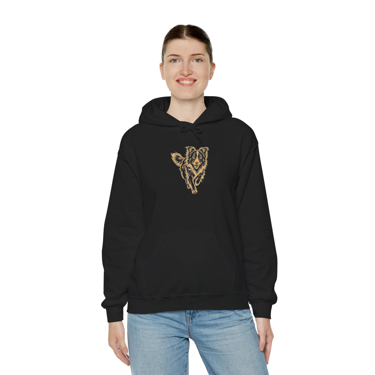 Wolf Spirit Hoodie — Golden Line Art Wolf Graphic Pullover