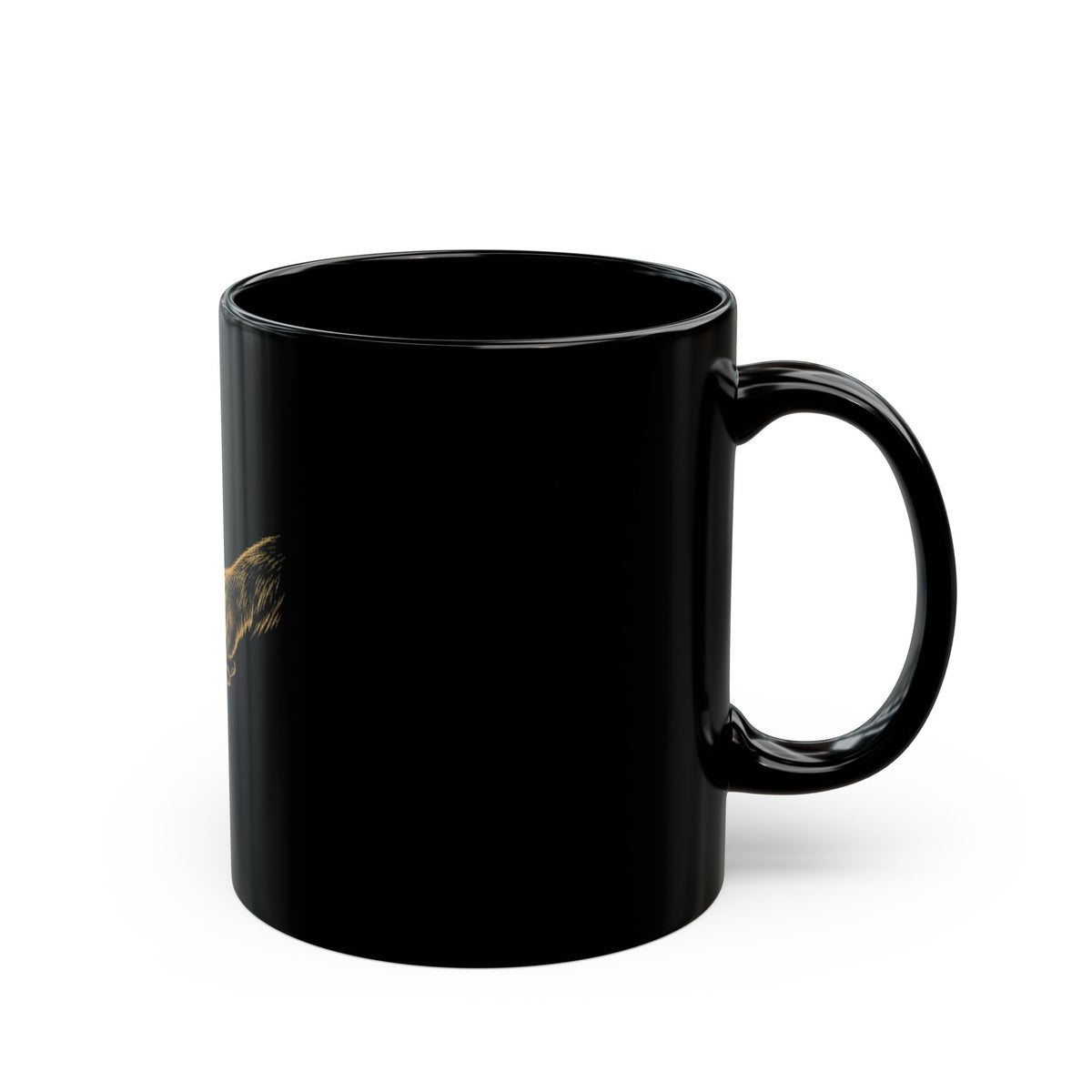 Black Ceramic Mug — Gold Sketch Holding Hands Design (11oz, 15oz)