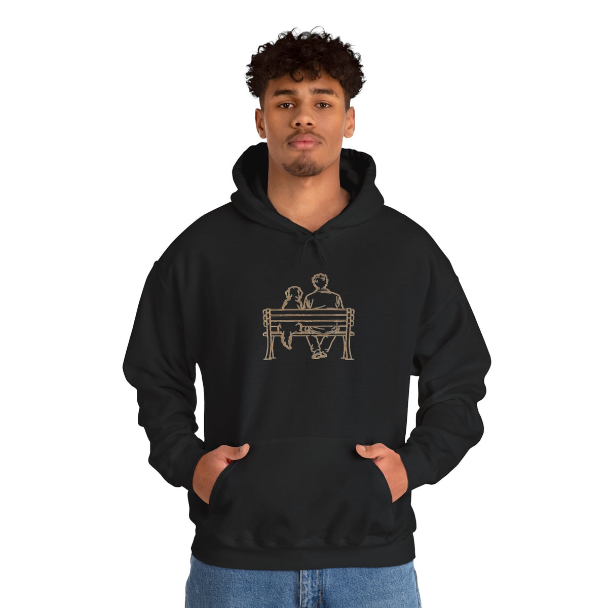 Couple on Bench Hoodie — Minimal Romantic Pullover for Couples & Gifts