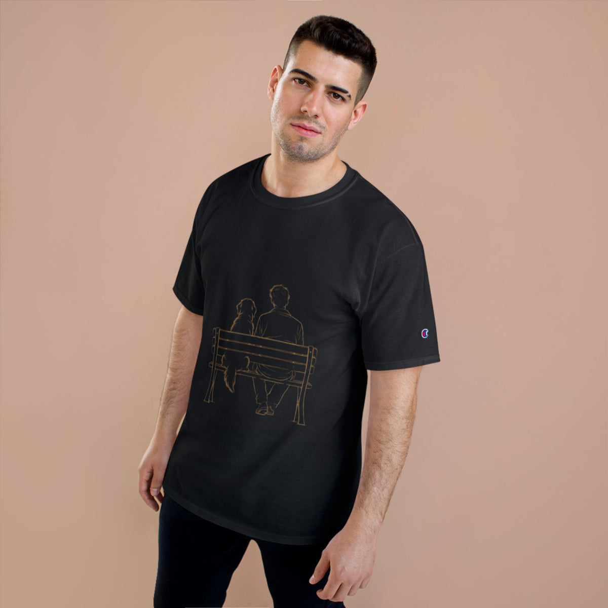 Champion T-Shirt — Minimal Couple on Bench Graphic Tee