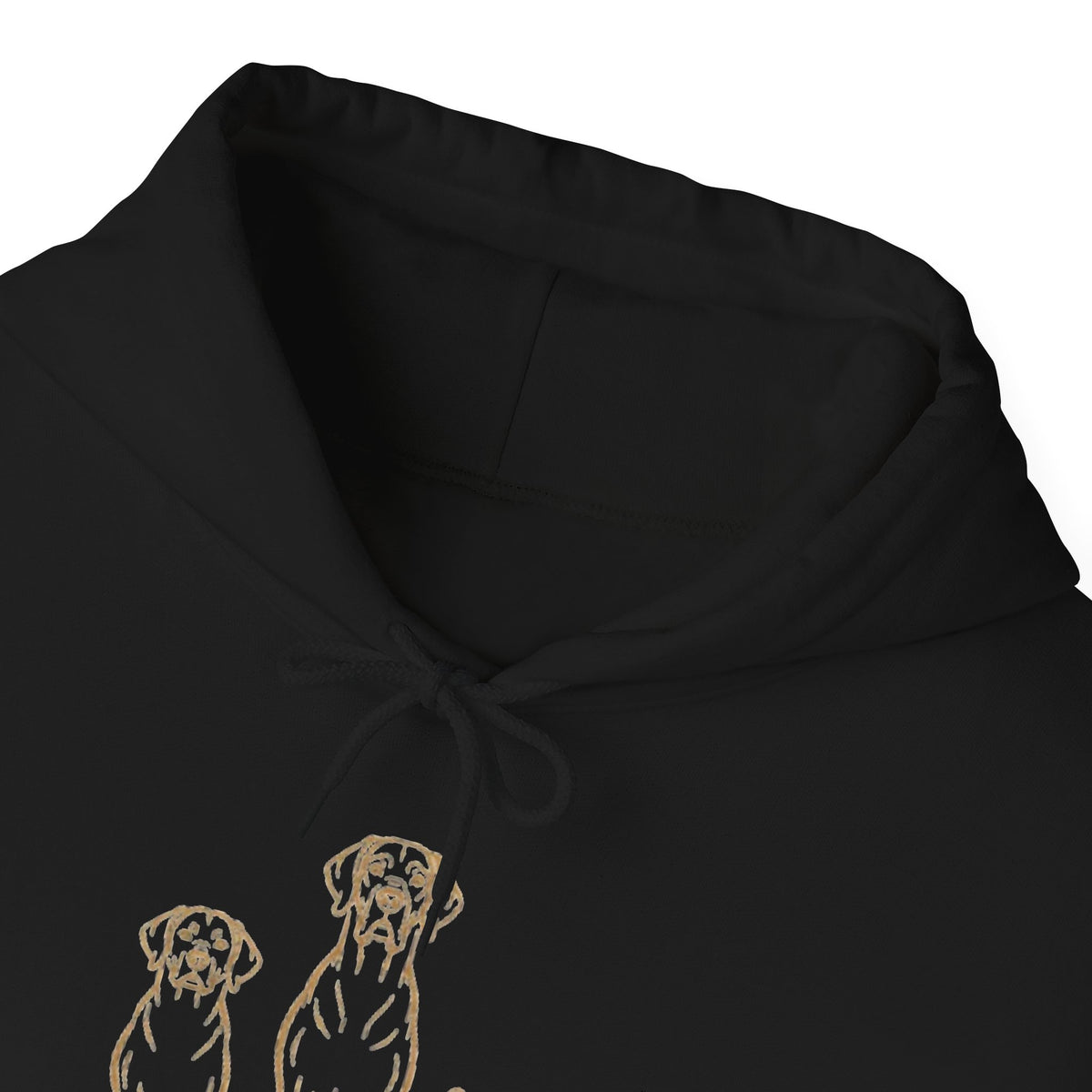 Minimal Outline Dog Trio Hoodie — Cute Golden Line Art Pet Sweatshirt