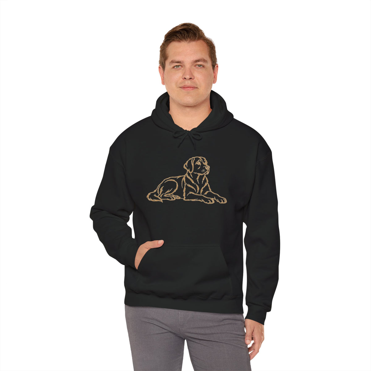 Labrador Outline Hoodie – Gold Line Dog Graphic Sweatshirt