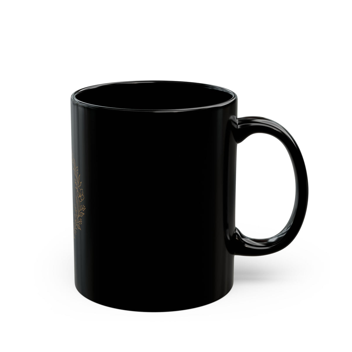 Black Cat Laurel Circle Ceramic Mug — Elegant Gothic Coffee Cup (11oz, 15oz)
