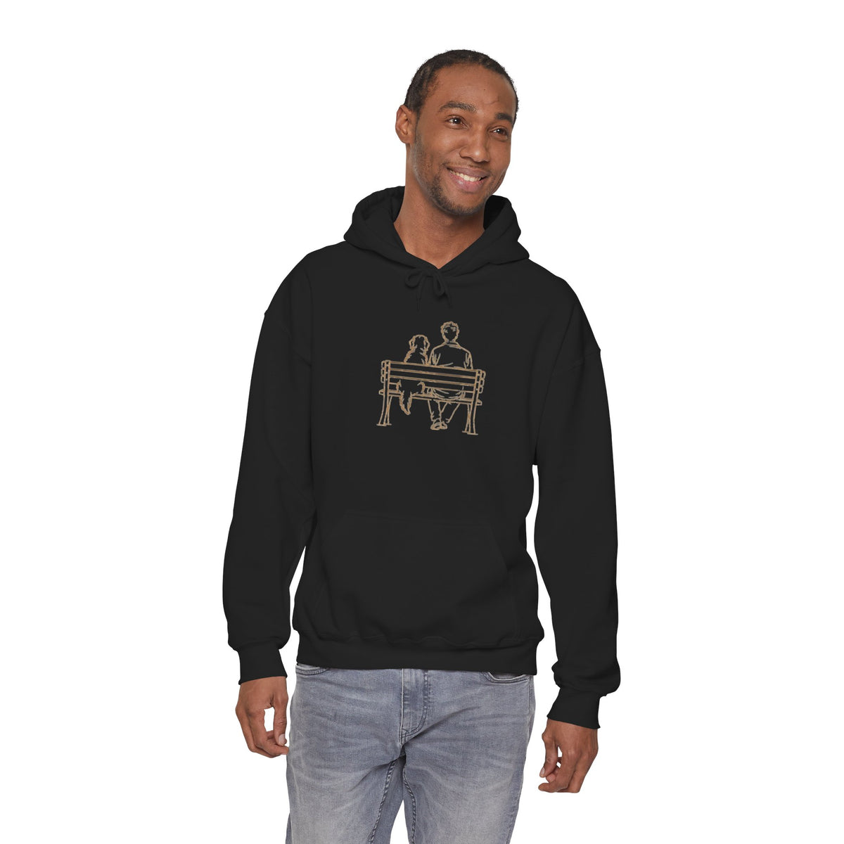 Couple on Bench Hoodie — Minimal Romantic Pullover for Couples & Gifts