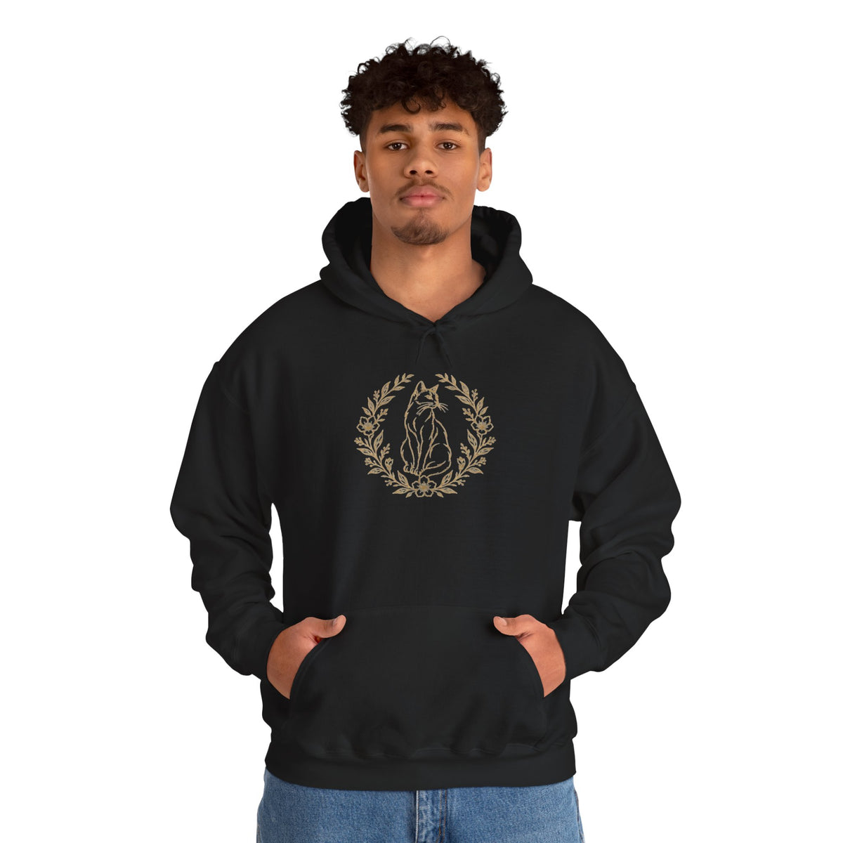 Floral Laurel Hoodie – Golden Botanical Emblem Sweatshirt