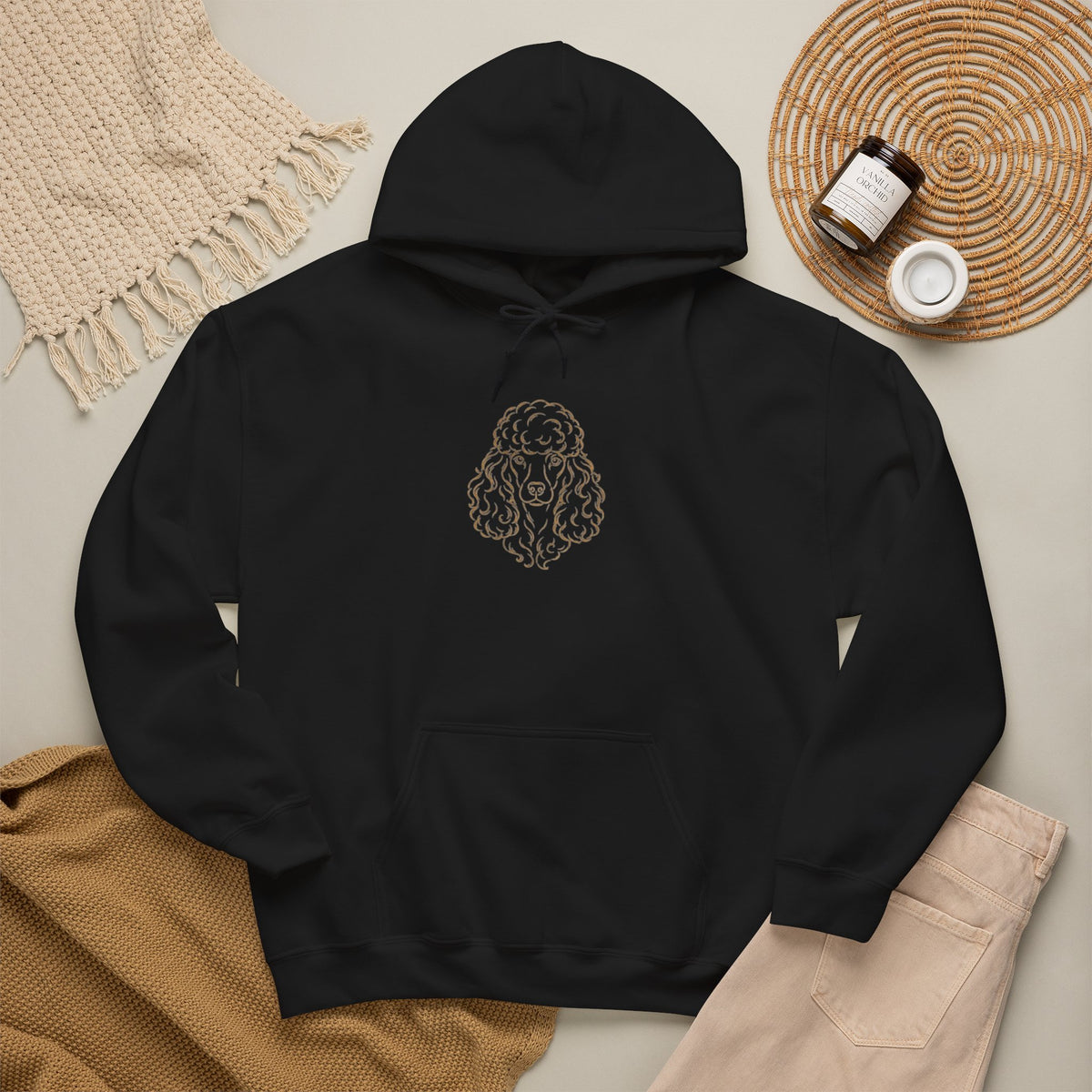 Celtic Knot Poodle Hoodie — Intricate Gold Dog Silhouette Sweatshirt